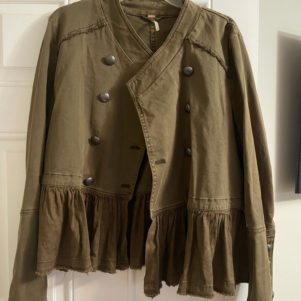 Green Cropped Military Jacket